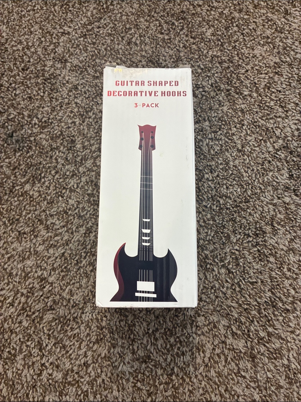 Amazon Guitar-Shaped Wall Hooks in Black and Red (3-Pack)